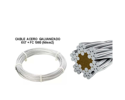CABLE ACERO GALV.  6X7  (25MTS)