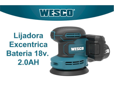 LIJADORA EXCENTRICA 18V BATERIA DE 2,0AH C/CARGADOR  (WESCO)